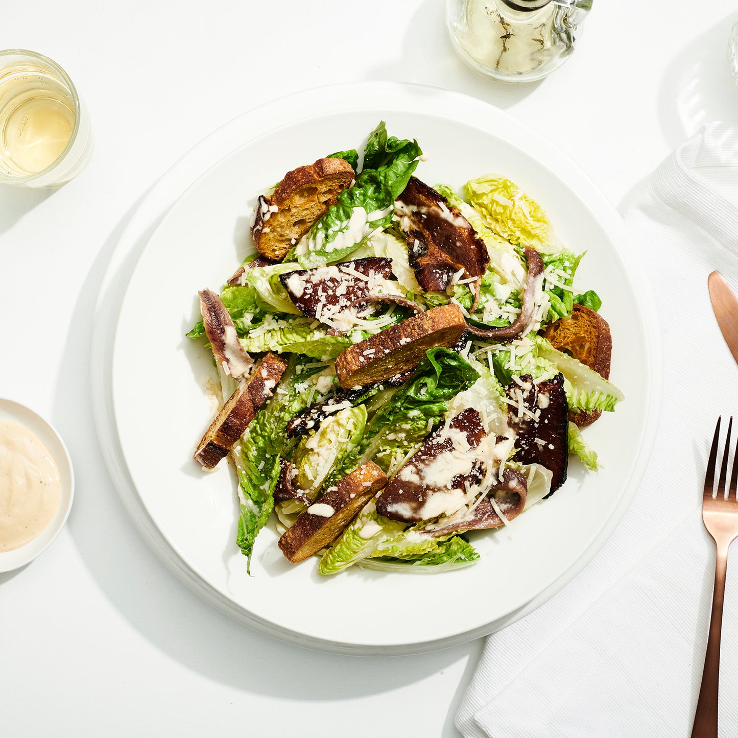 Poached Chicken & Kale Caesar Salad