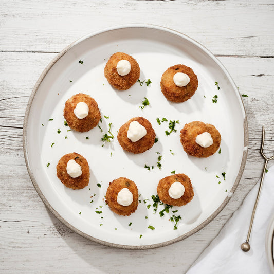 ASPARAGUS, PEA & TALEGGIO ARANCINI, AIOLI. (24)